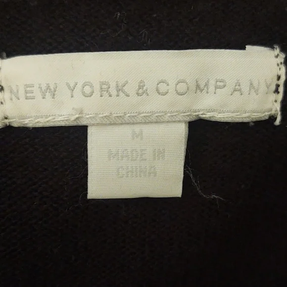 New York & Company Size Medium Black Belted Sweater Dress - Picture 10 of 11